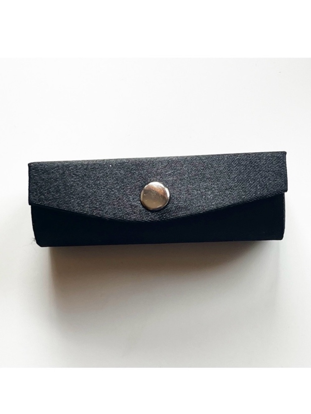 Black Structured Lipstick Case Holder with Mirror Snap Vintage Retro Formal